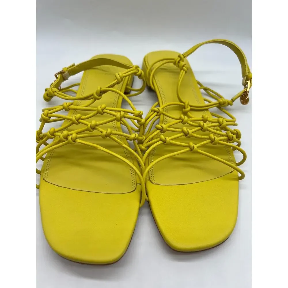 Tory Burch Barley There Knotted Flat Calendula Leather Sandals Size 10.5 NEW